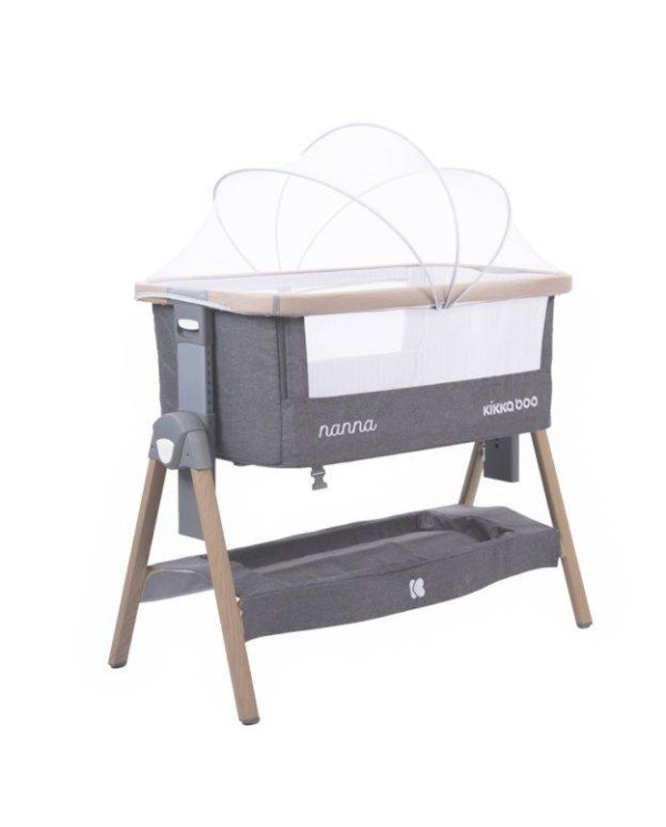 Minicuna Colecho De Madera Gris + Vestidura de Kikka Boo